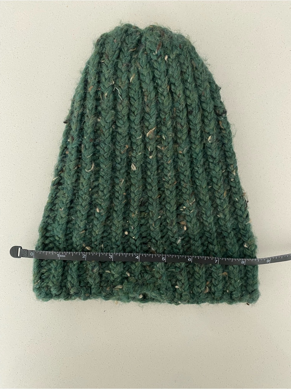 Chunky Green Hand Knit Cuffed Beanie - Picture 5 of 7